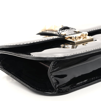 Valentino Garavani Patent Small Glam Lock Rockstud Flap Black 9 of 12