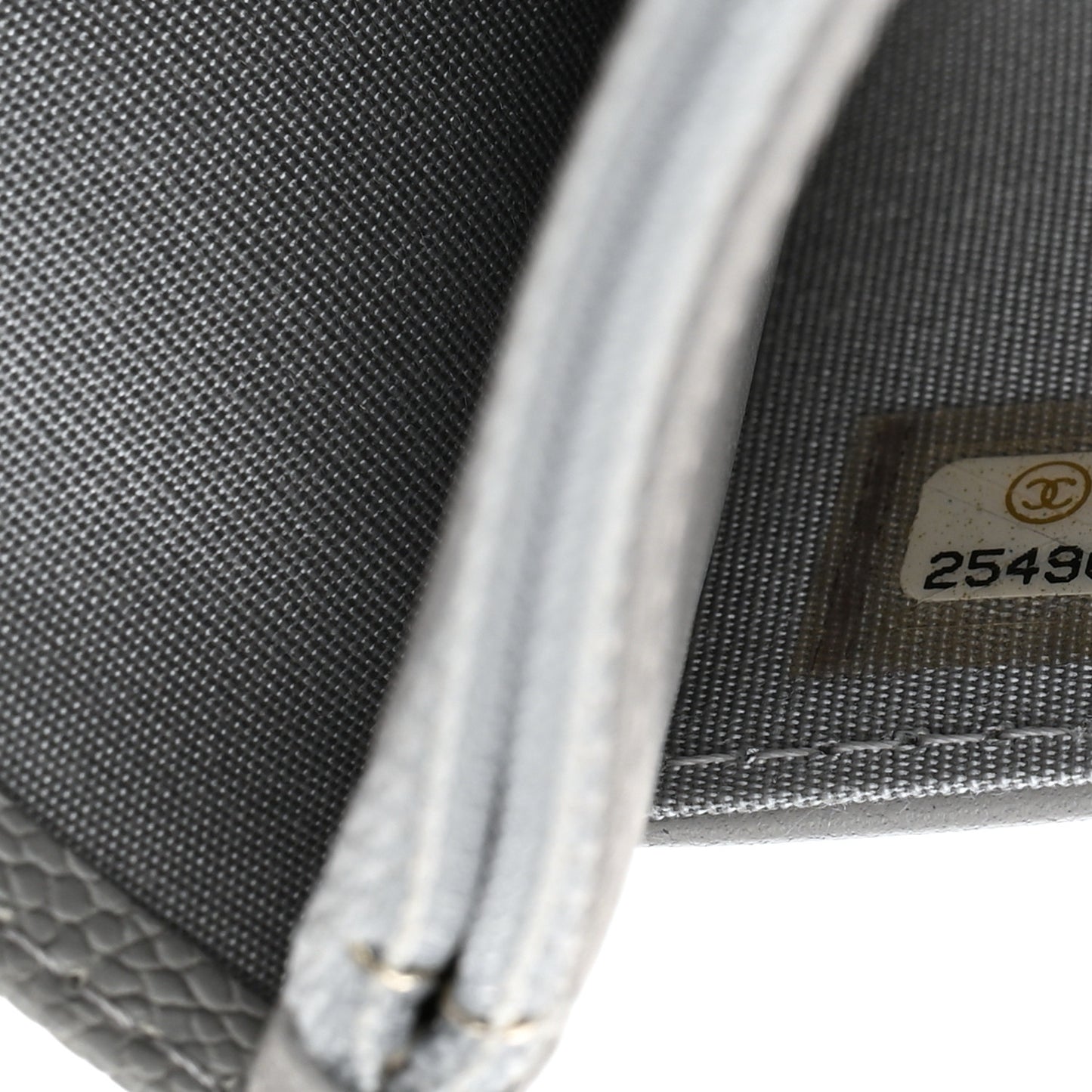 Caviar Quilted Boy Wallet On Chain WOC Grey