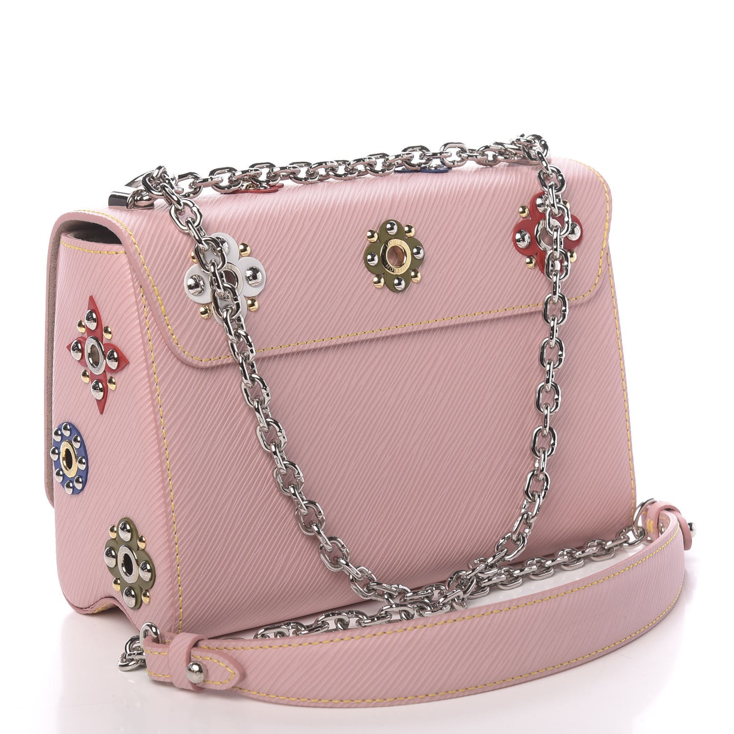 Epi Mechanical Flowers Twist Shoulder Bag MM Rose Ballerine