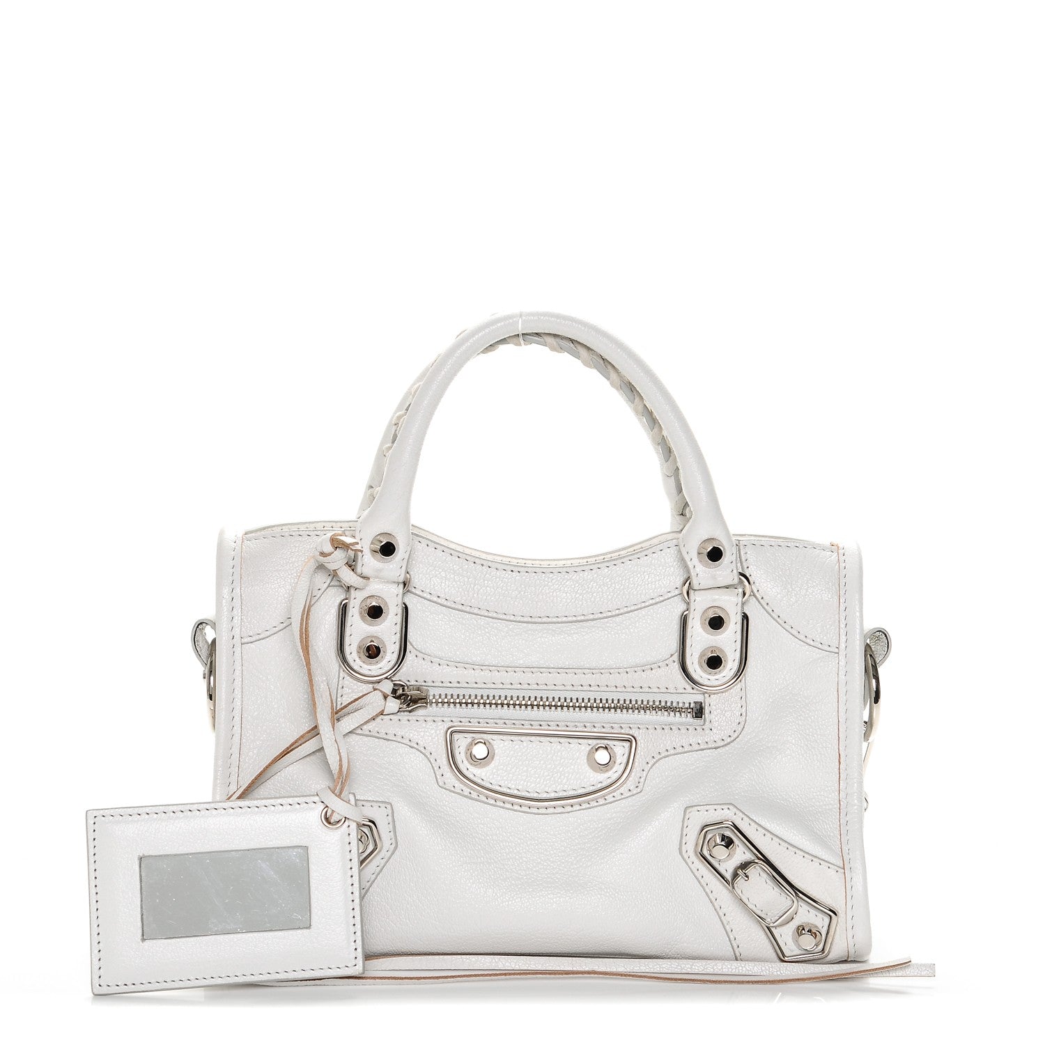 Balenciaga Chevre Silver Metallic Edge Hardware Mini City White 1 of 6