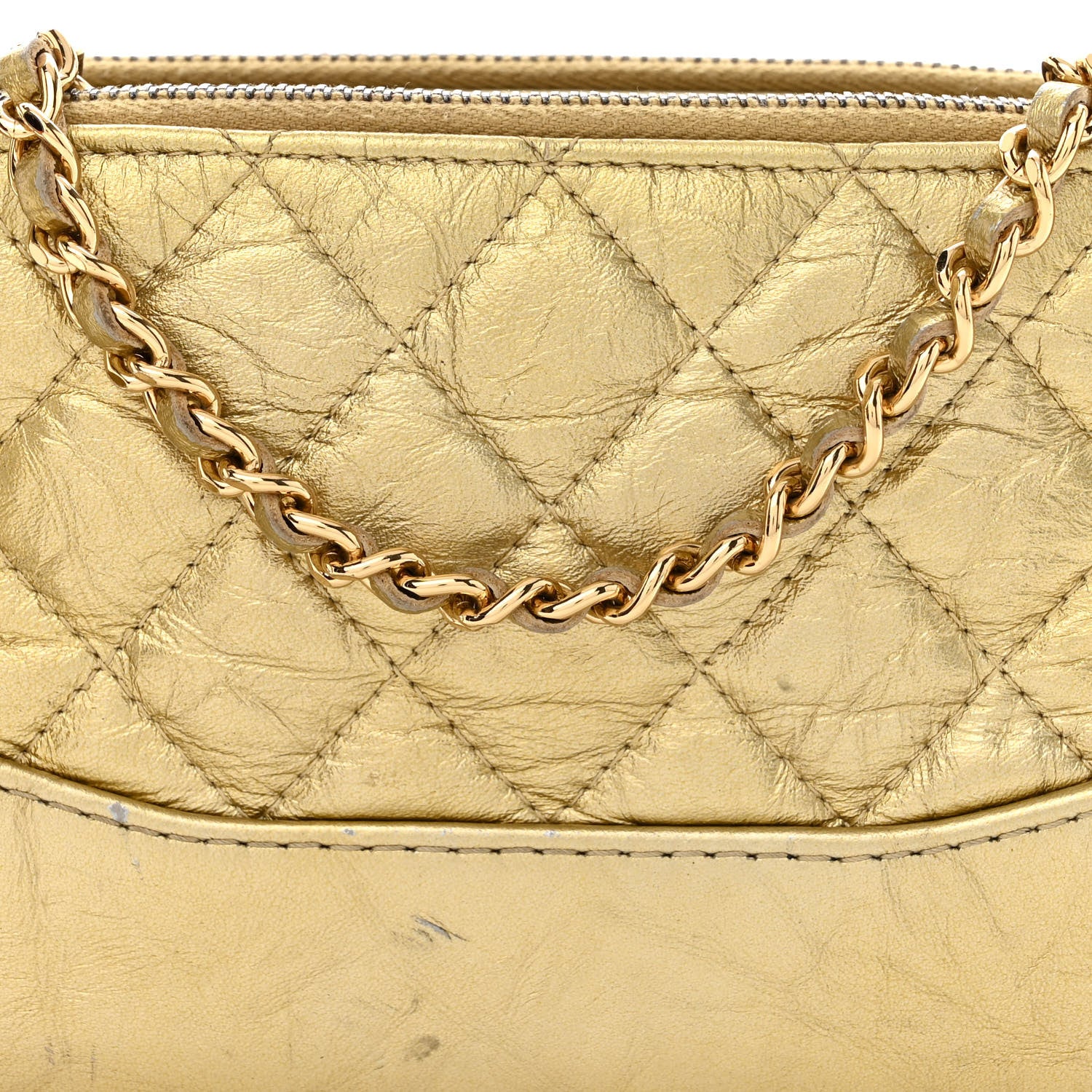 Chanel Metallic Aged Calfskin Quilted Small Gabrielle Clutch With Chain Gold 9 of 13