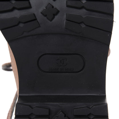 Chanel Suede Calfskin Lace Up Boots 37 Pink 7 of 10