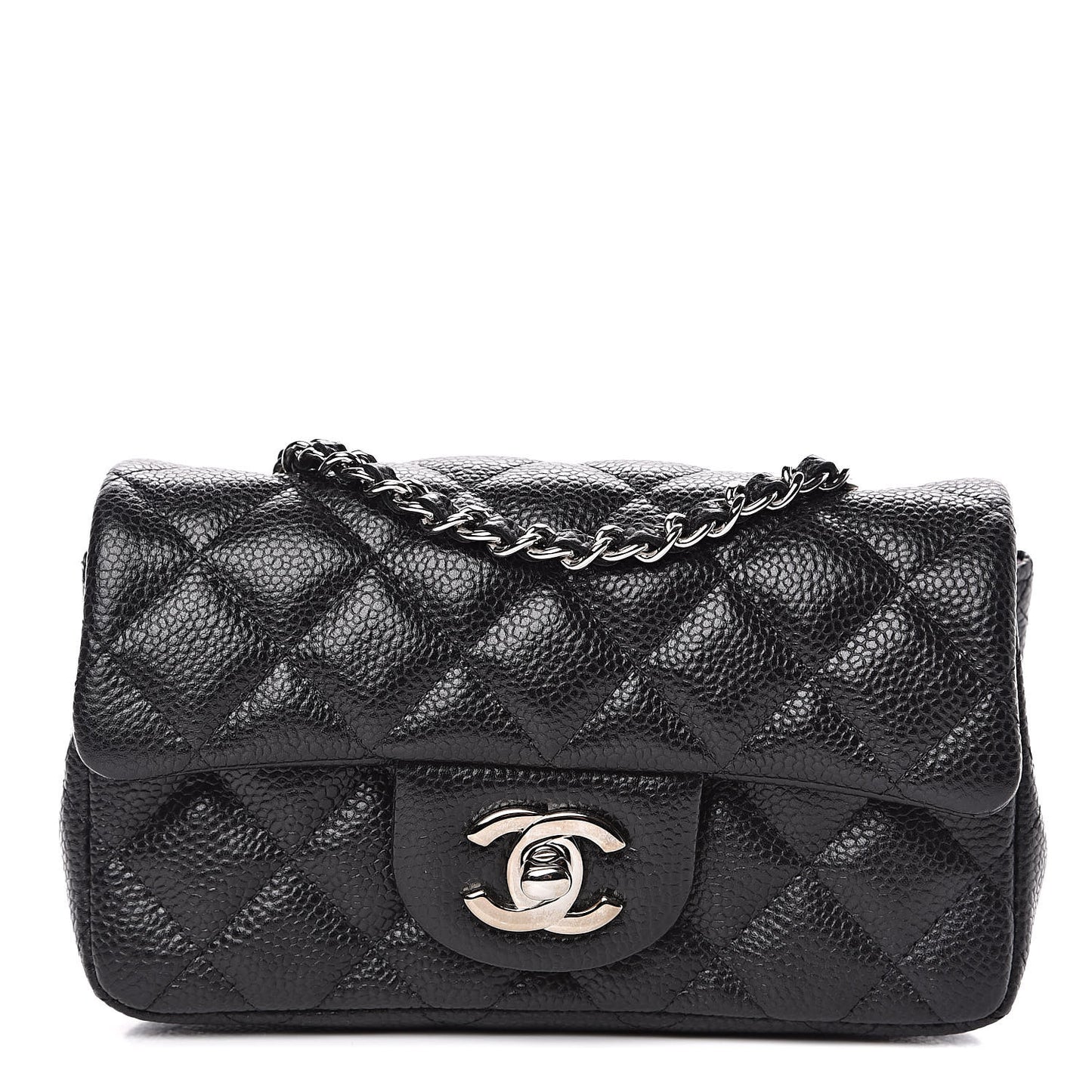 Metallic Caviar Quilted Extra Mini Flap Black