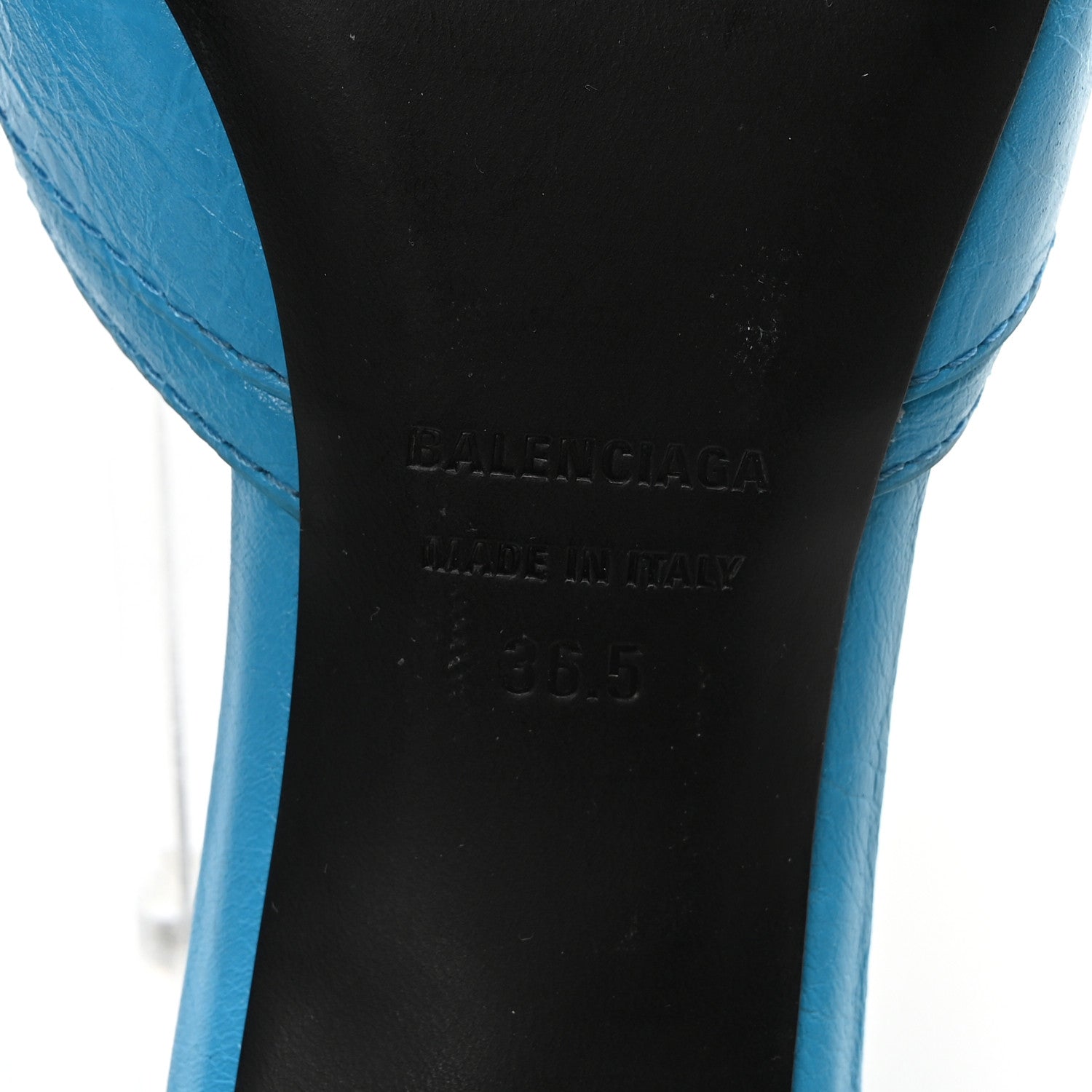 Balenciaga Agneau Arena Cagole 50mm Slide Sandals 36.5 Cyan 7 of 8