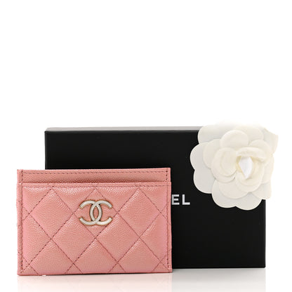 Chanel Iridescent Caviar Quilted Card Holder Rose Pink 9 of 9