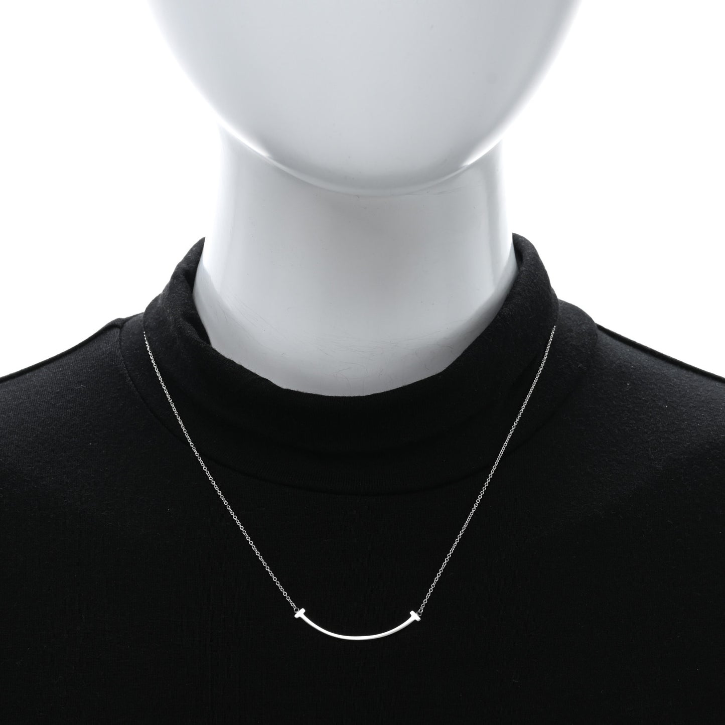 Sterling Silver Small T Smile Pendant Necklace
