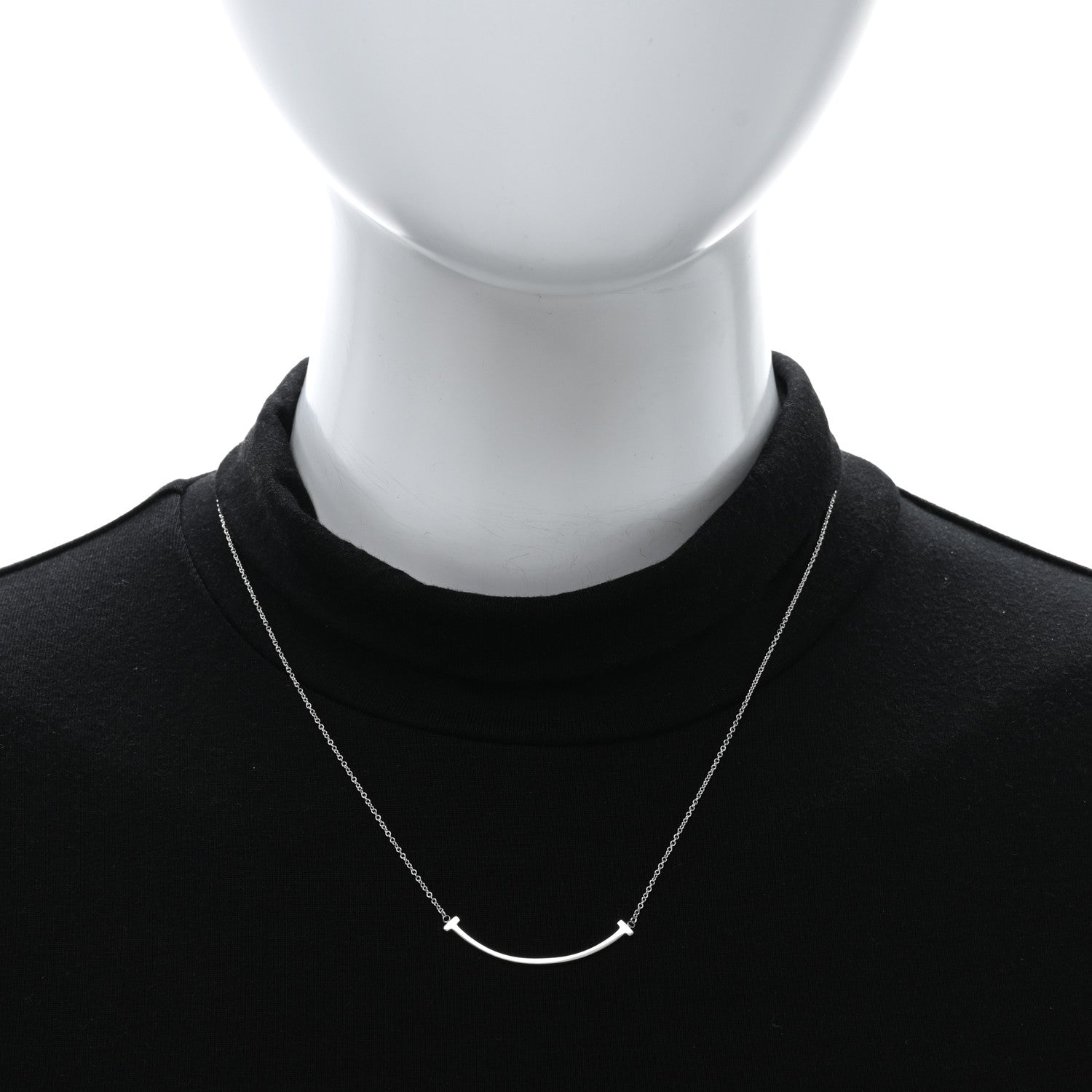 Tiffany Sterling Silver Small T Smile Pendant Necklace 2 of 5