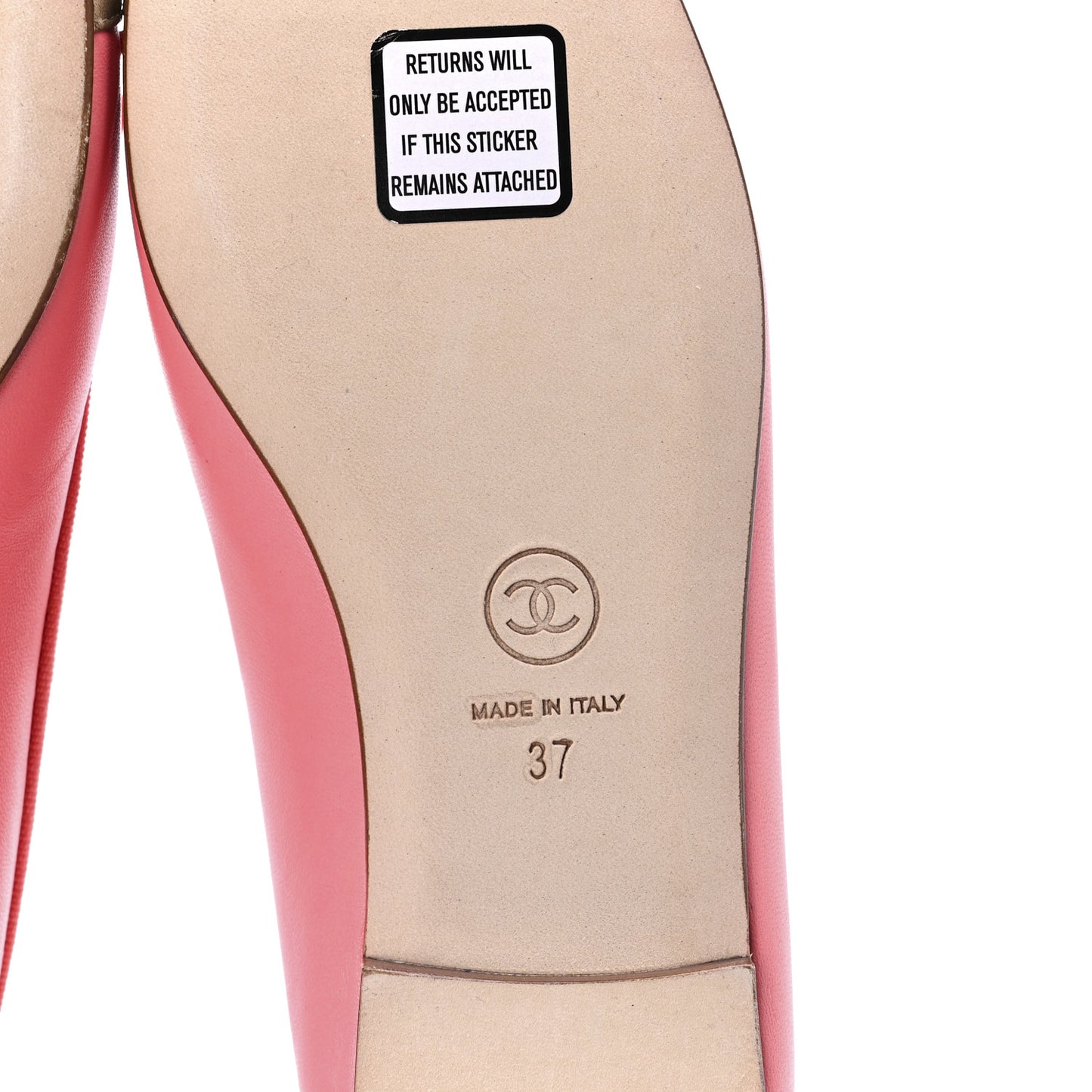 Calfskin Cap Toe Ballerina Flats 37 Pink
