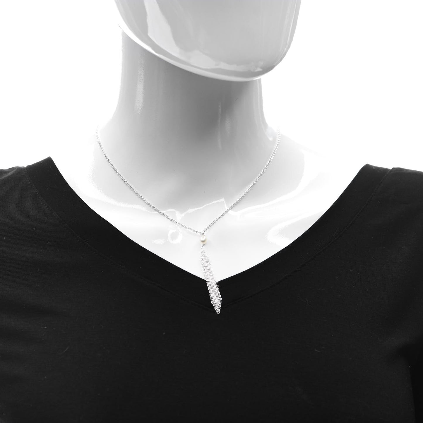 Sterling Silver Pearl Elsa Peretti Mesh Pendant Necklace