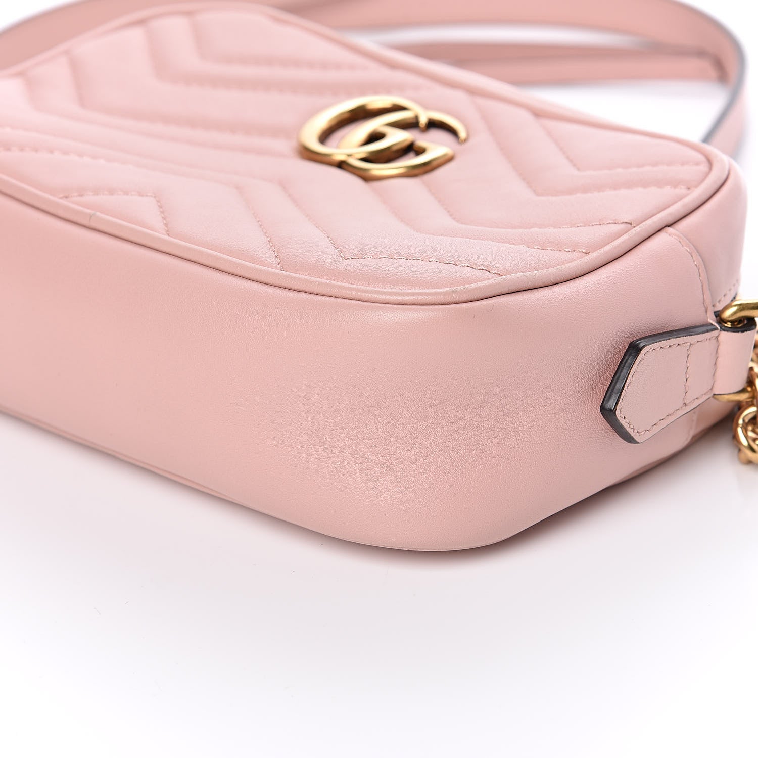 Gucci Calfskin Matelasse Mini GG Marmont Chain Shoulder Bag Perfect Pink 9 of 10