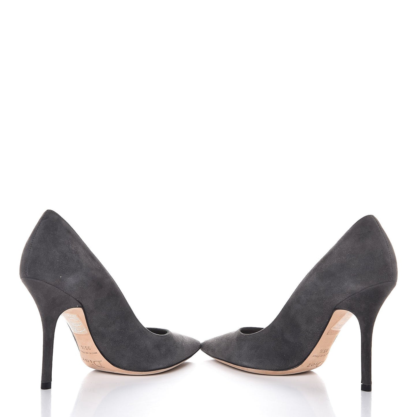 Suede Cherie Pointy Toe 100mm Pumps 35.5 Anthracite