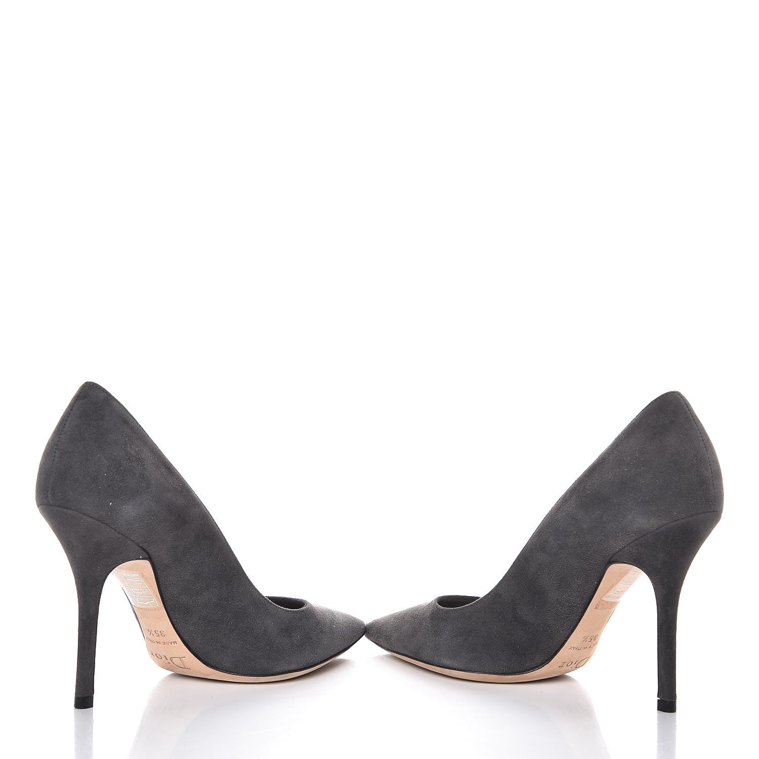 Christian Dior Suede Cherie Pointy Toe 100mm Pumps 35.5 Anthracite 5 of 11