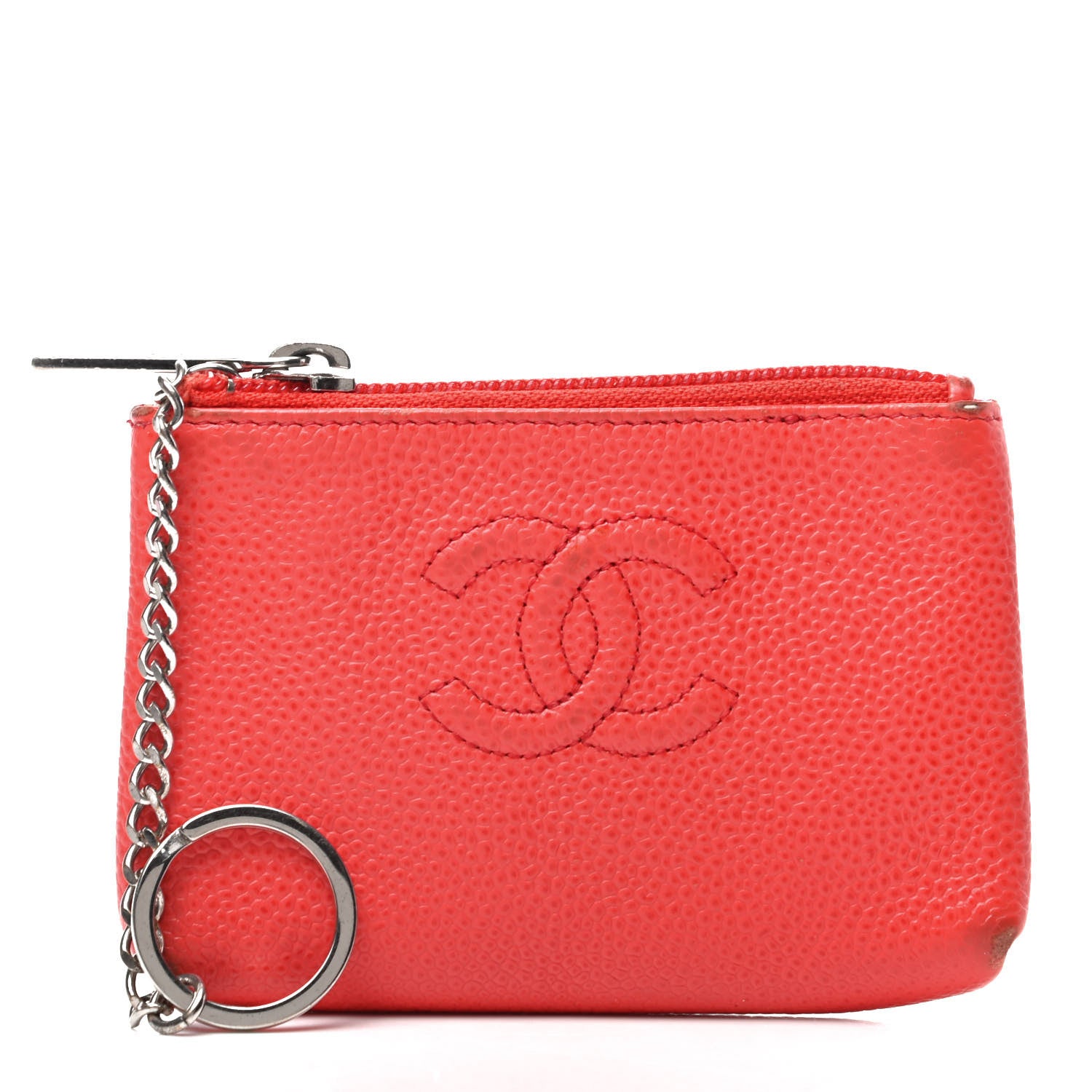 Chanel Caviar Timeless CC Key Holder Red 1 of 11