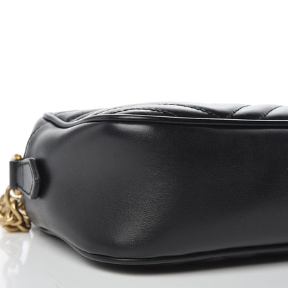 Gucci Calfskin Matelasse Small GG Marmont Chain Shoulder Bag Black 9 of 10