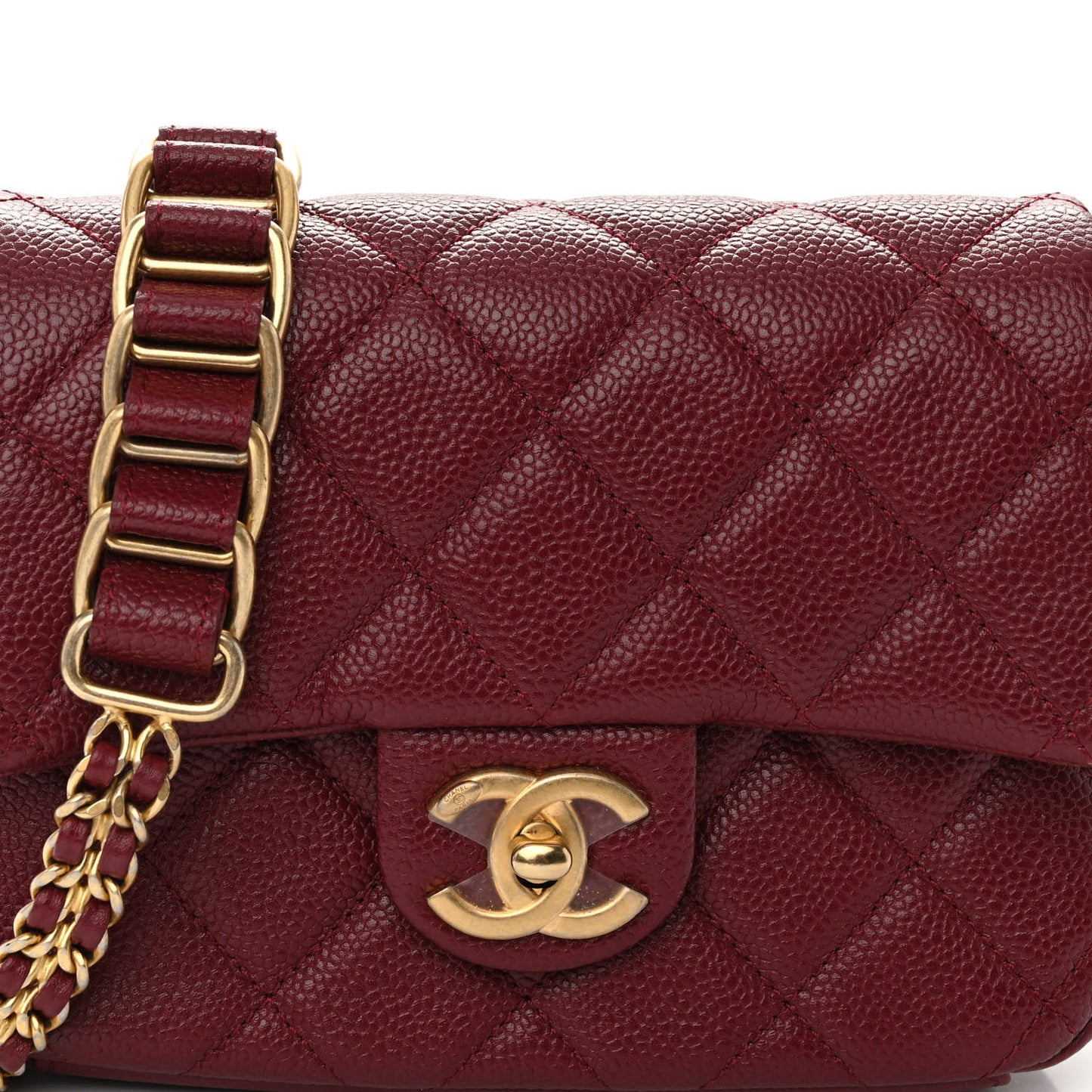 Caviar Quilted Mini Chain Soul Flap Burgundy