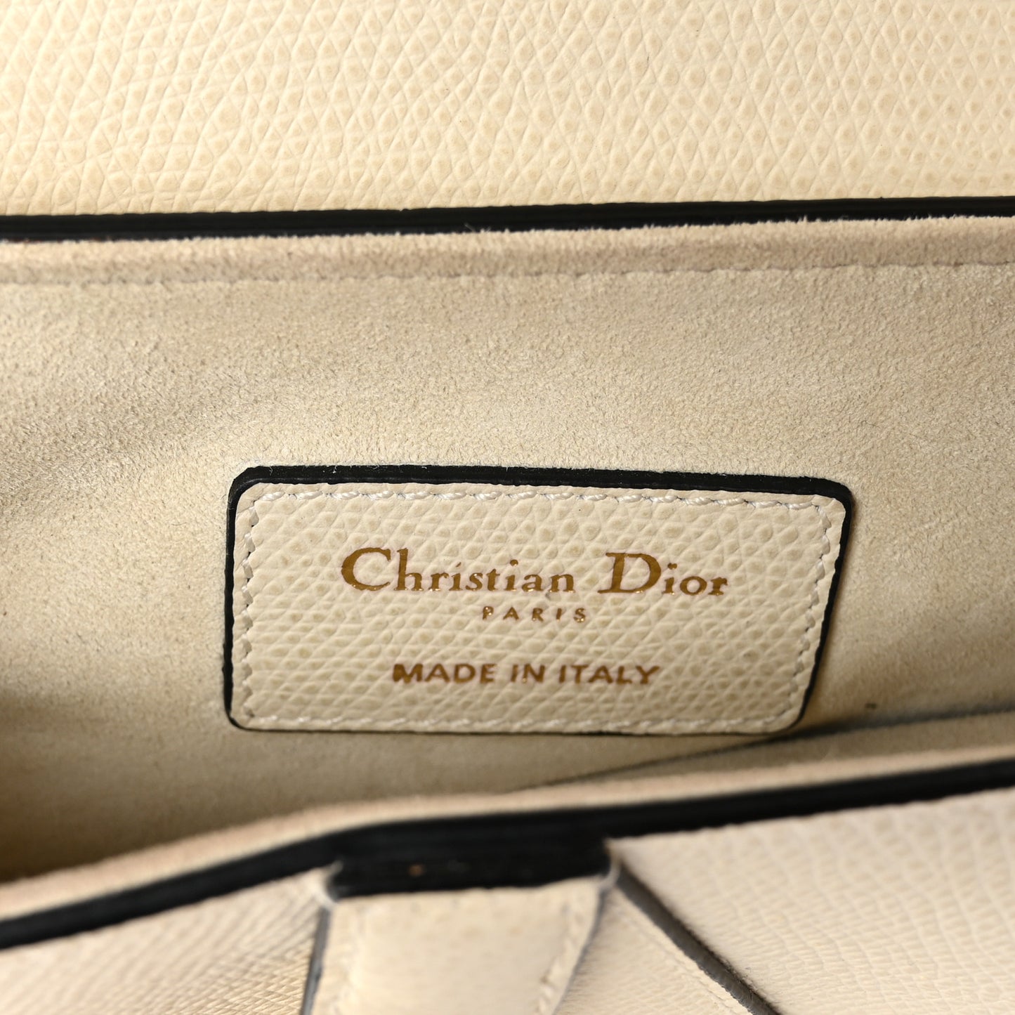 Grained Calfskin Mini Saddle Bag White