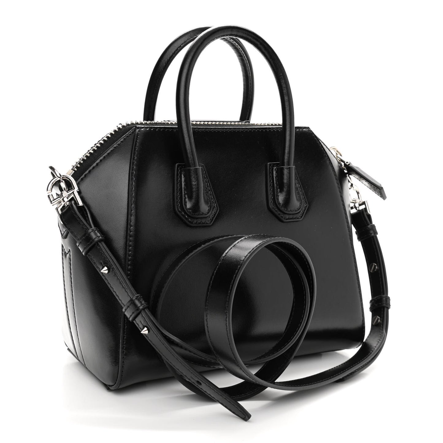 Shiny Lord Calfskin Mini Antigona Black