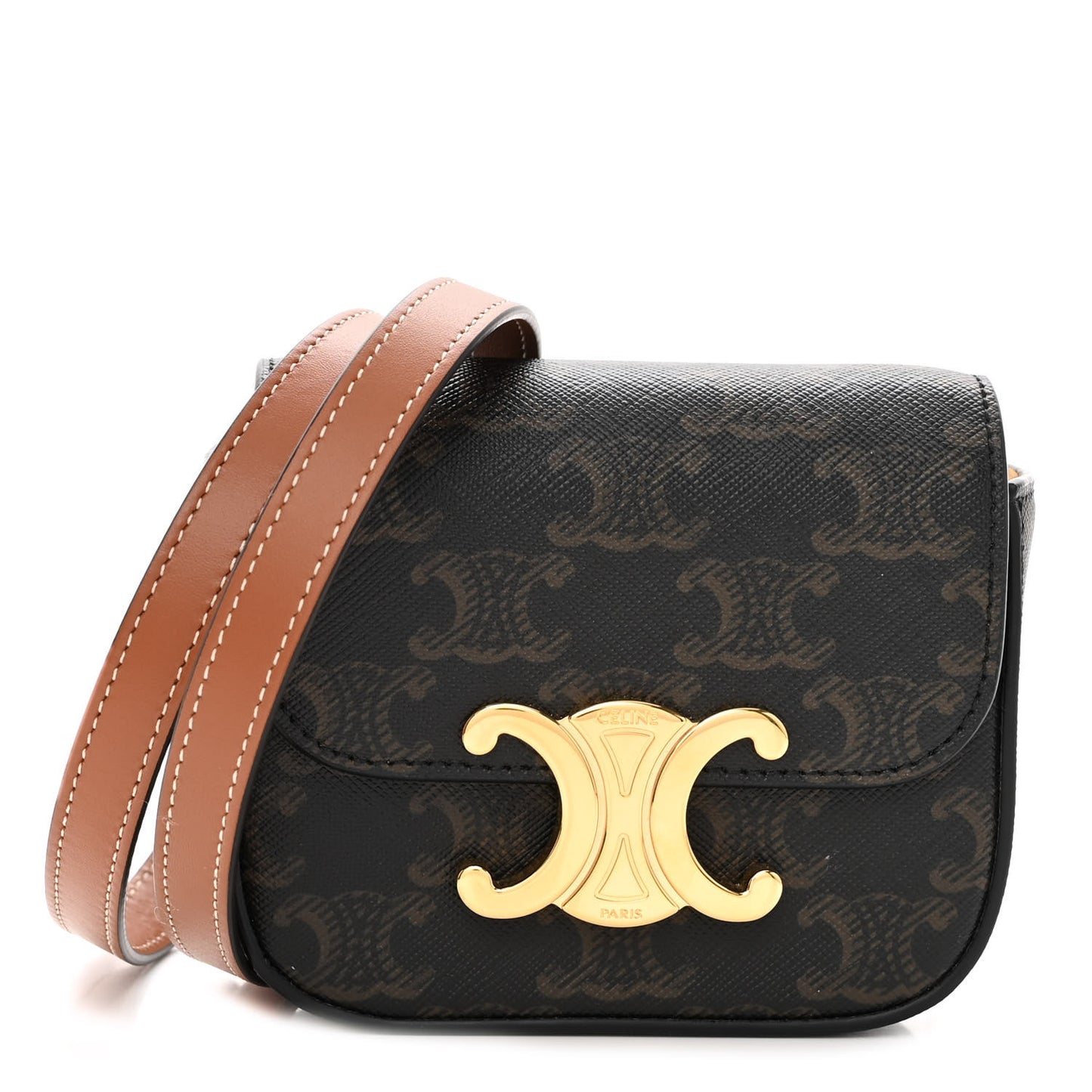 Triomphe Canvas Calfskin Mini Claude Tan