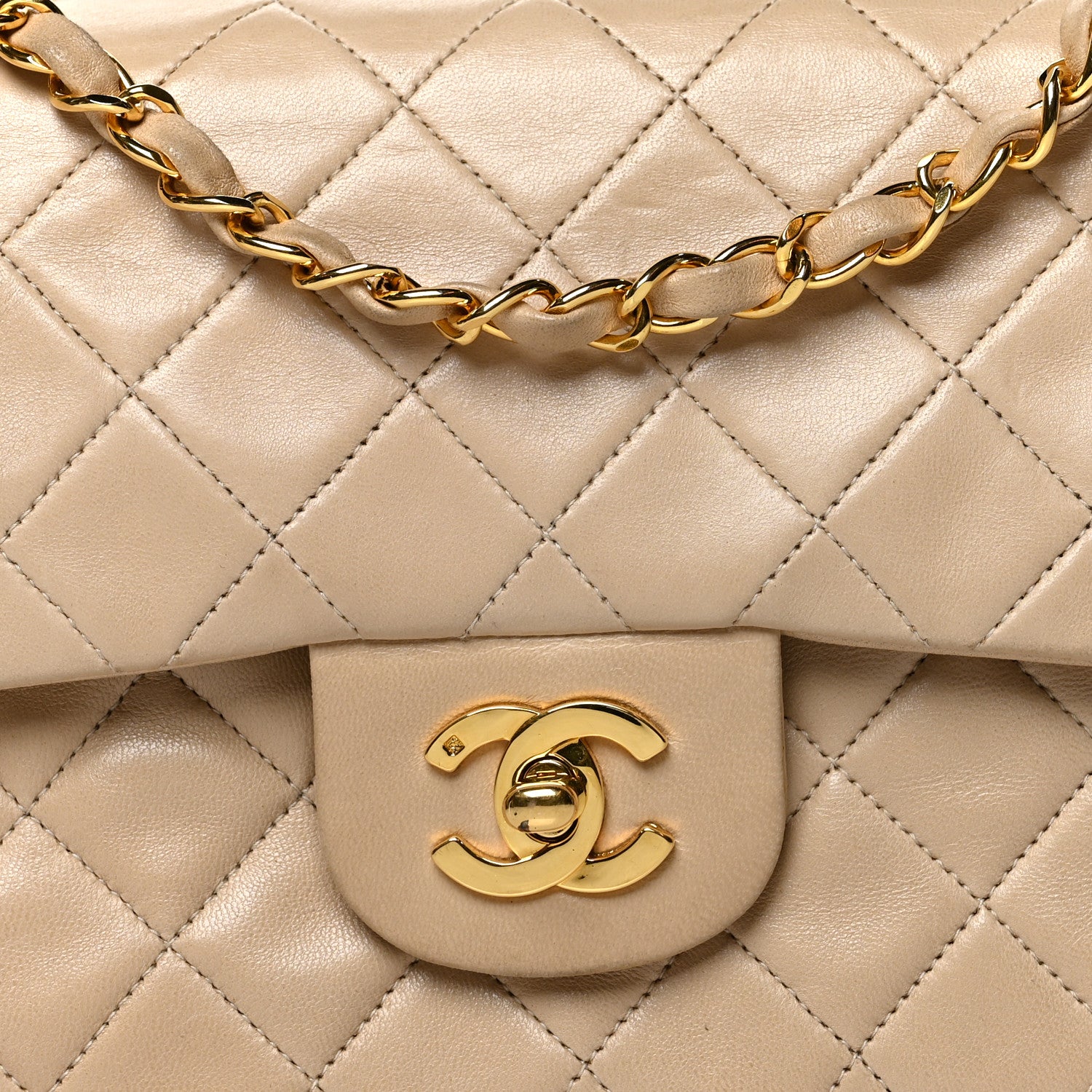 Chanel Lambskin Quilted Small Double Flap Beige 8 of 10