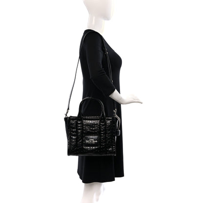 Marc Jacobs Croc Embossed Small The Tote Bag Black 2 of 9