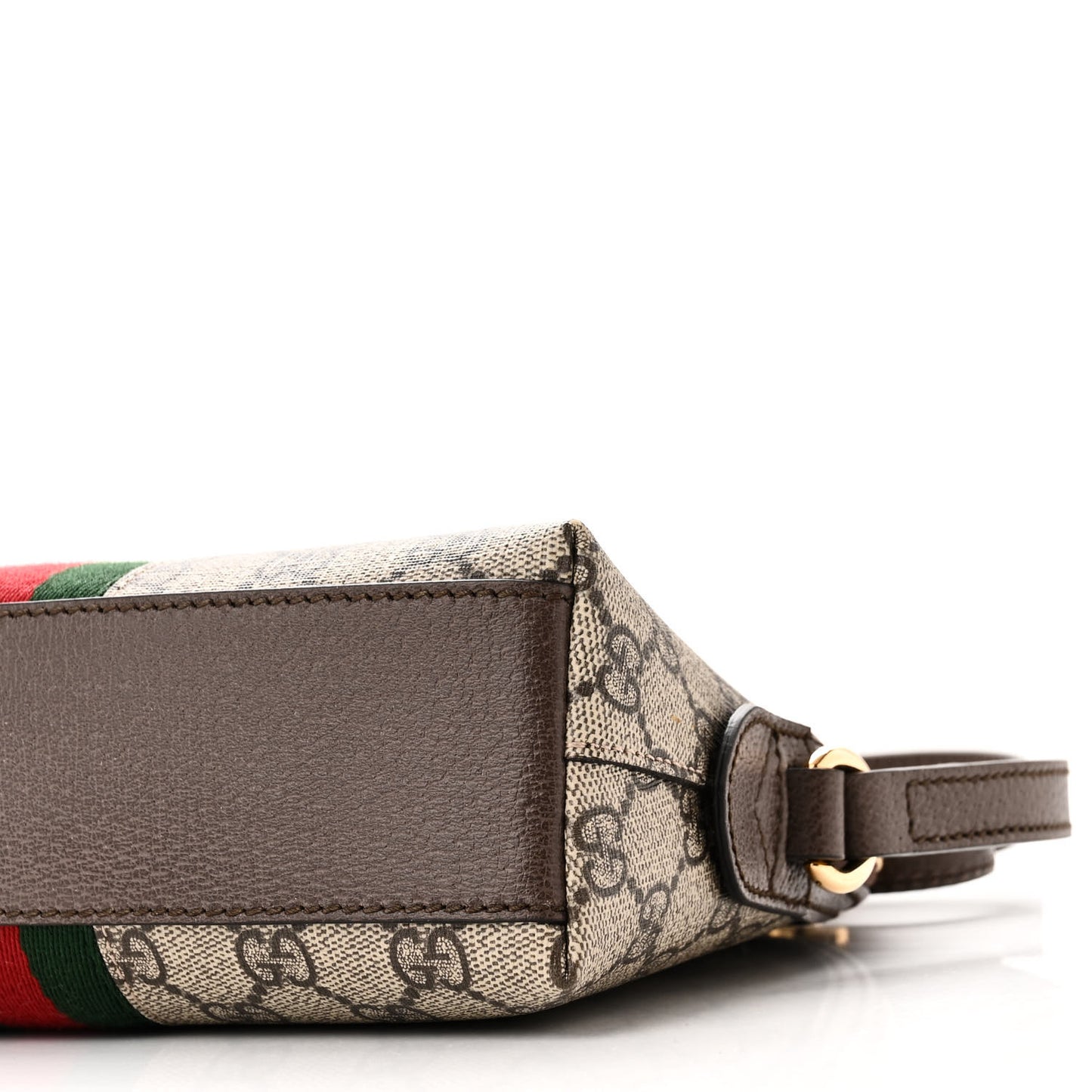 GG Supreme Monogram Textured Dollar Calfskin Web Small Ophidia Dome Shoulder Bag Beige Ebony New Acero