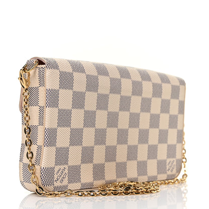 Louis Vuitton Damier Azur Pochette Felicie Chain Wallet Rose Ballerine 4 of 9