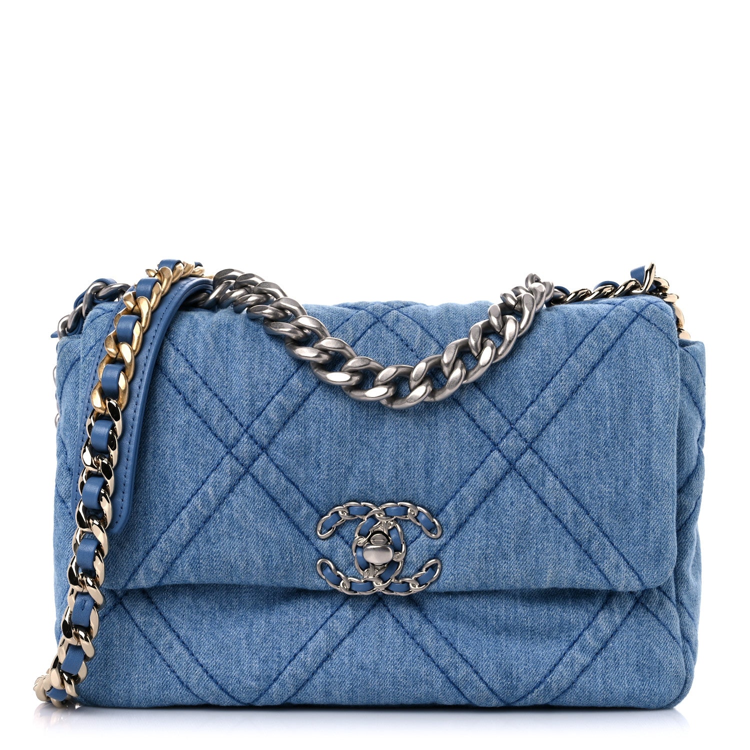 Chanel Denim Quilted Medium Chanel 19 Flap Blue 1 of 10