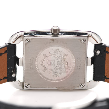 Hermes Stainless Steel Alligator Diamond Bezel Mother of Pearl 23mm Cape Cod Quartz Watch Noir 4 of 5