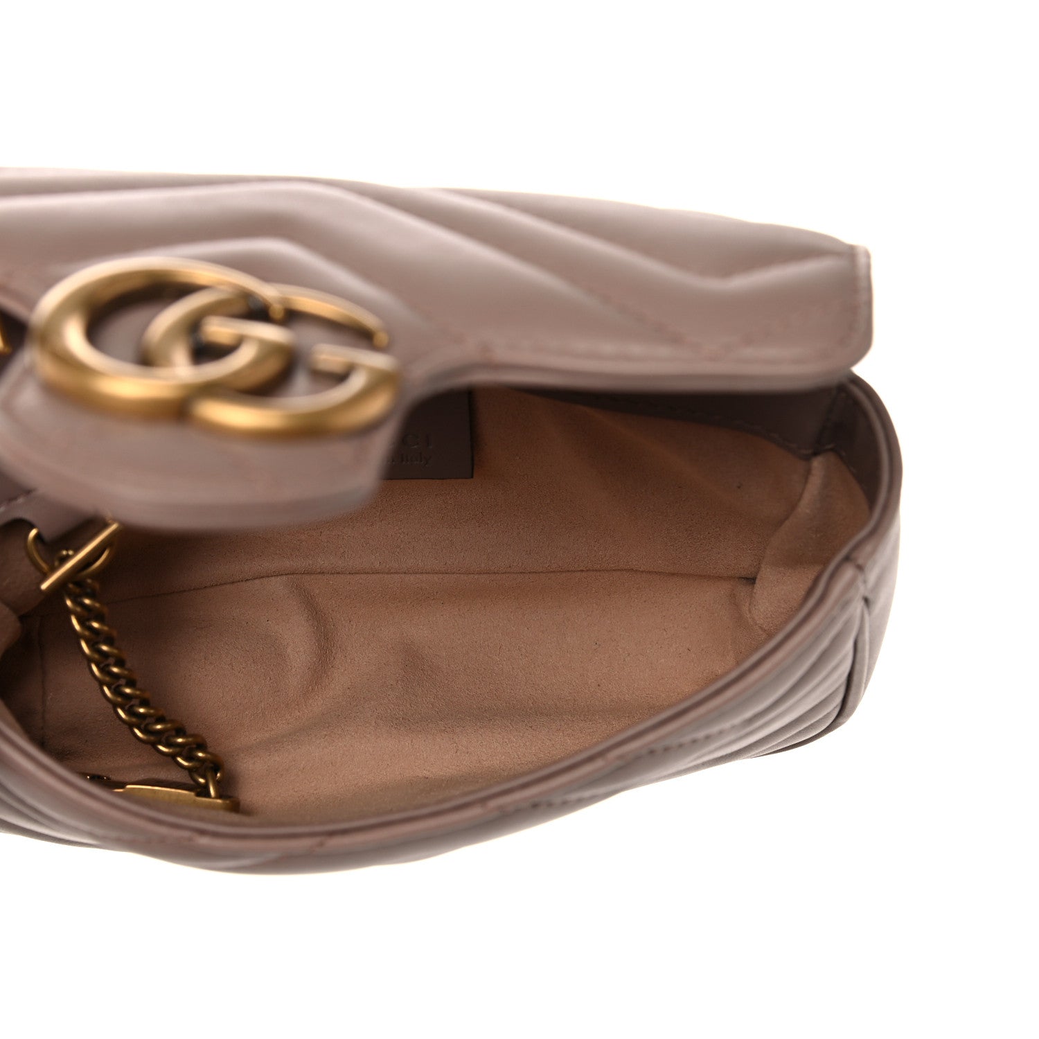 Gucci Calfskin Matelasse Super Mini GG Marmont Shoulder Bag Porcelain Rose 5 of 9