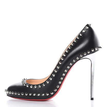 Christian Louboutin Kid Specchio Dora Spikes 100 Pumps 40 Black Silver 1 of 10