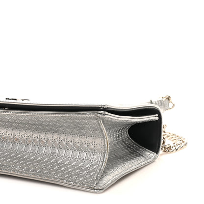 Christian Dior Metallic Patent Micro-Cannage Medium Diorama Flap Bag Silver 9 of 9