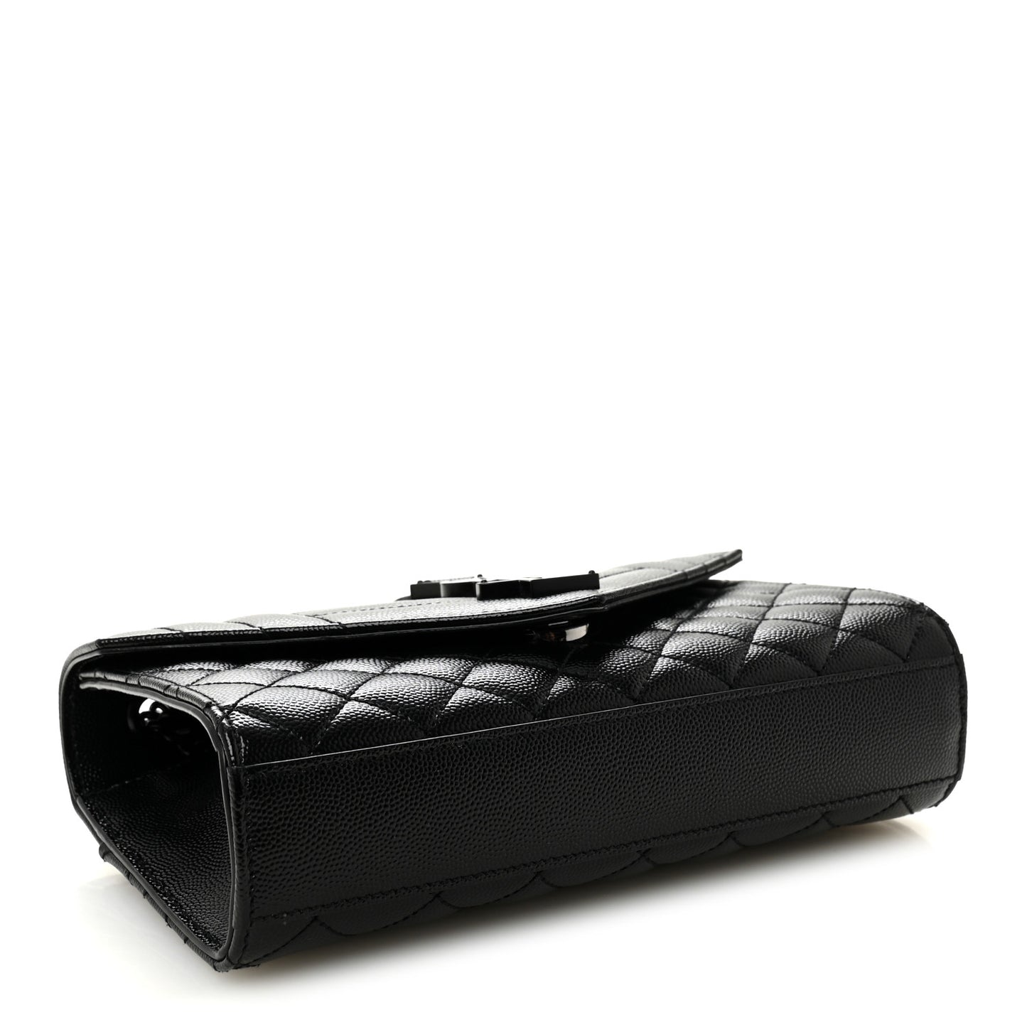 Grain De Poudre Textured Mixed Matelasse Triquilt Small Monogram Monochrome Satchel Black