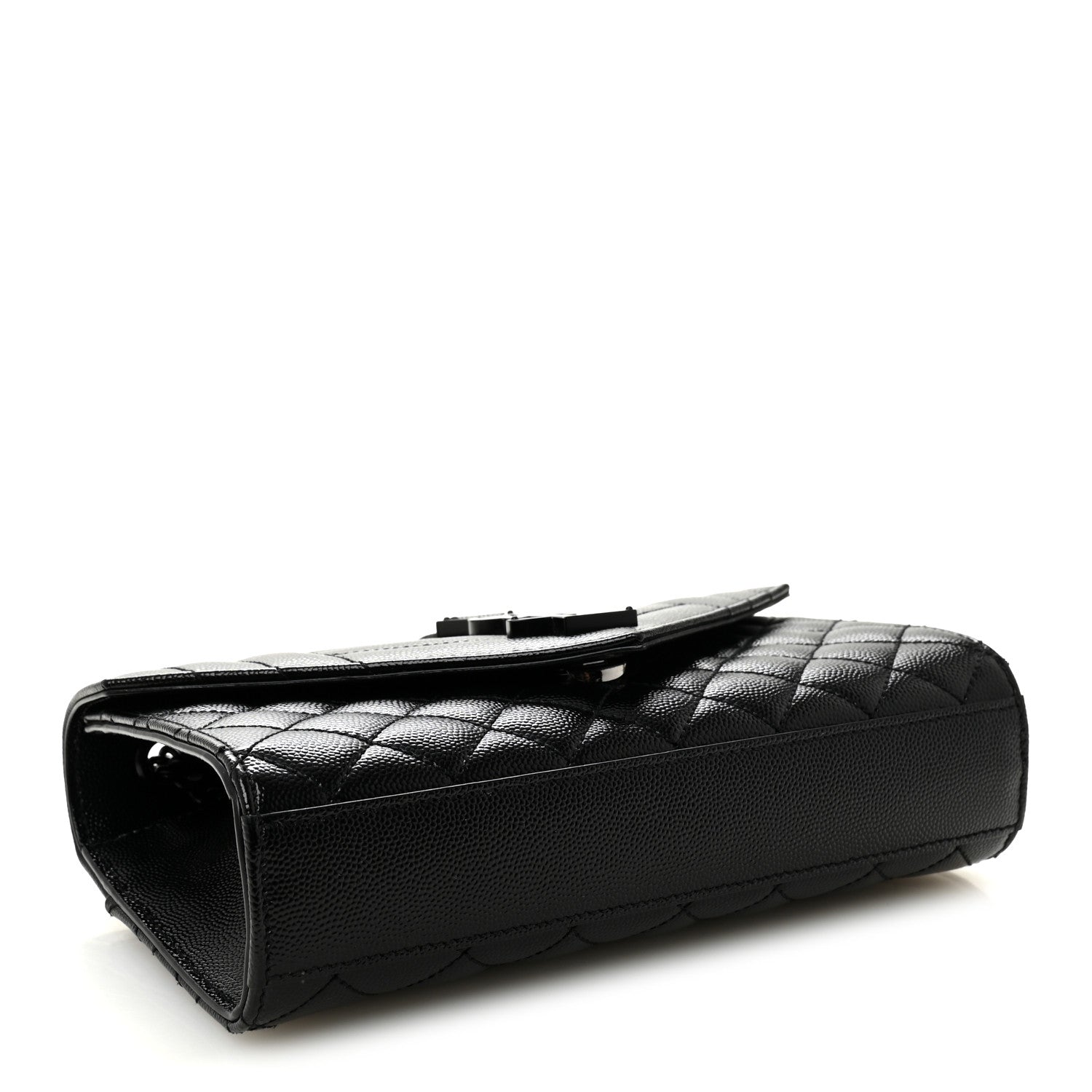 Saint Laurent Grain De Poudre Textured Mixed Matelasse Triquilt Small Monogram Monochrome Satchel Black 4 of 10