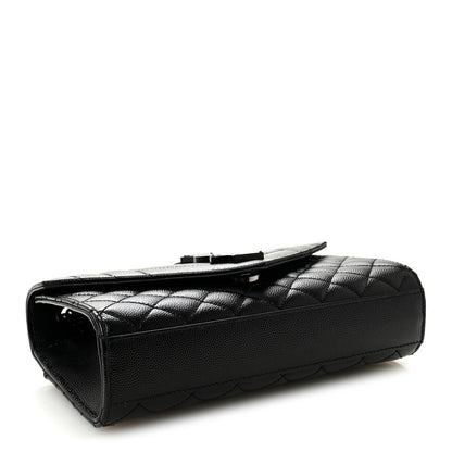 Saint Laurent Grain De Poudre Textured Mixed Matelasse Triquilt Small Monogram Monochrome Satchel Black 4 of 10