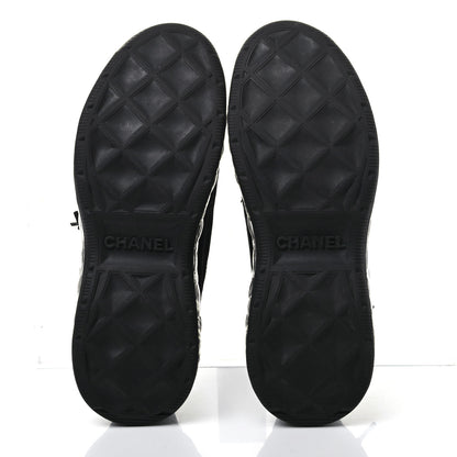 Chanel Suede Calfskin Velvet Grosgrain CC Sneakers 36 Black 4 of 7