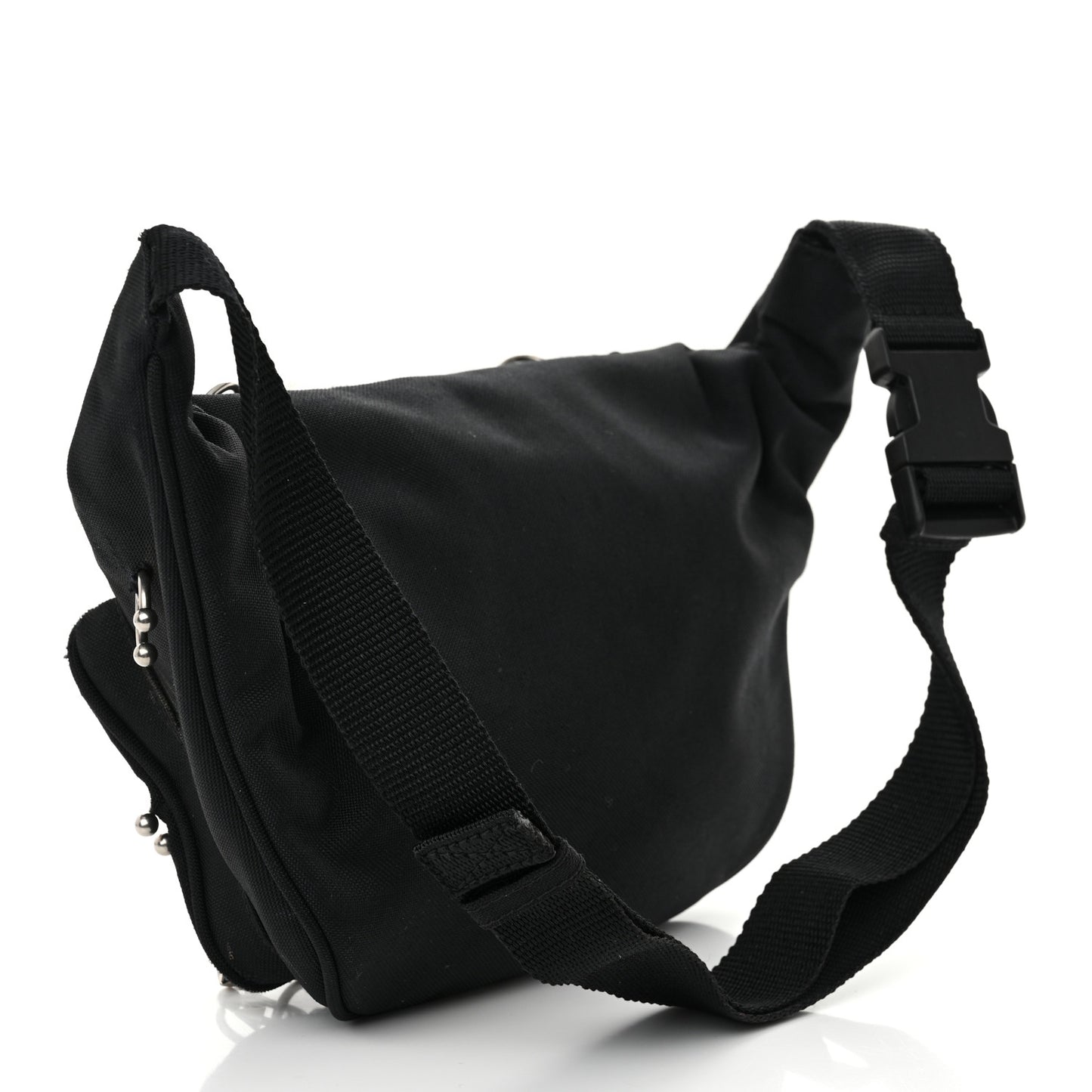 Nylon Canvas Logo Piercing Explorer Beltpack Black White