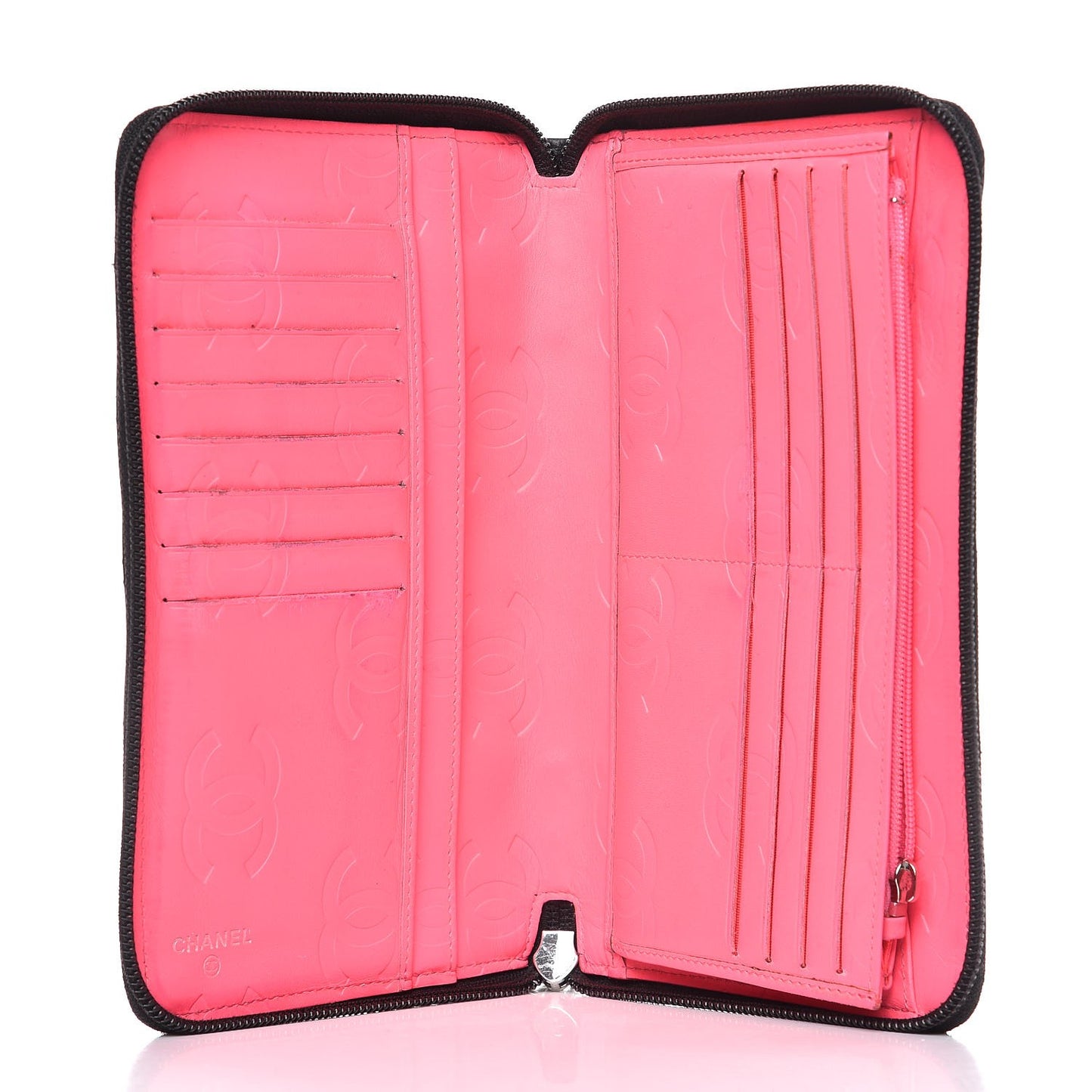 Calfskin Cambon Zip Around Organizer Wallet Black