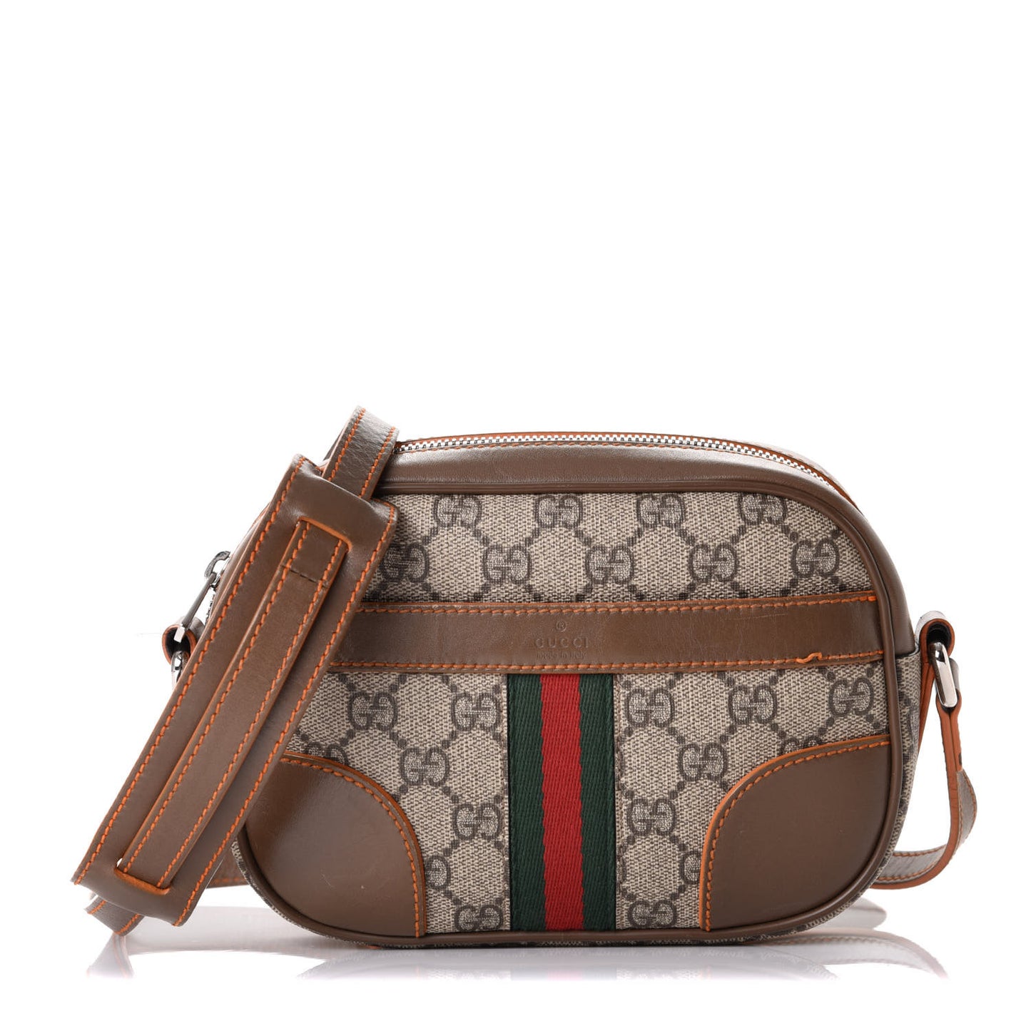 GG Supreme Monogram Web Small Shoulder Bag Brown