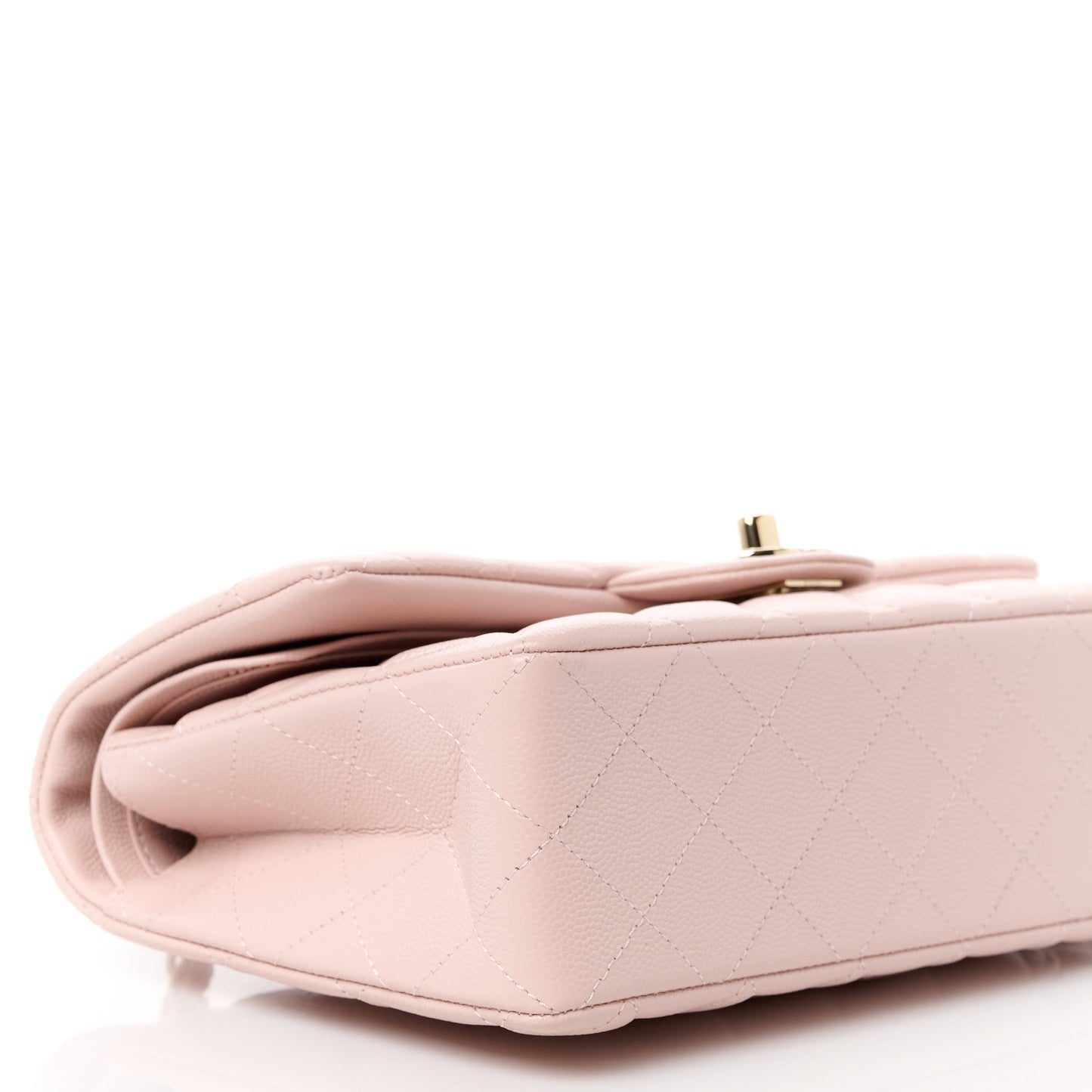 Caviar Quilted Small Double Flap Light Pink