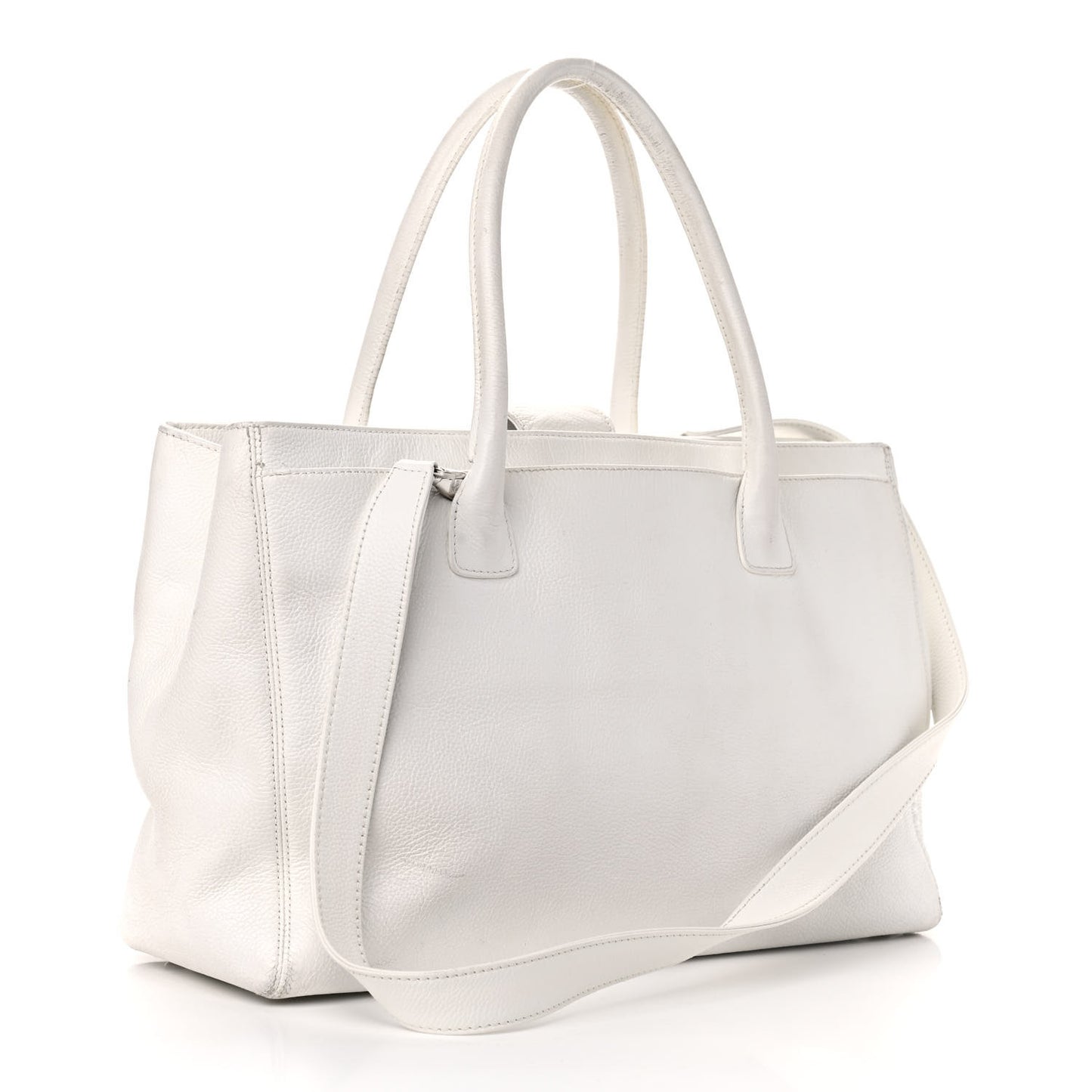 Calfskin Cerf Executive Shopper Tote White
