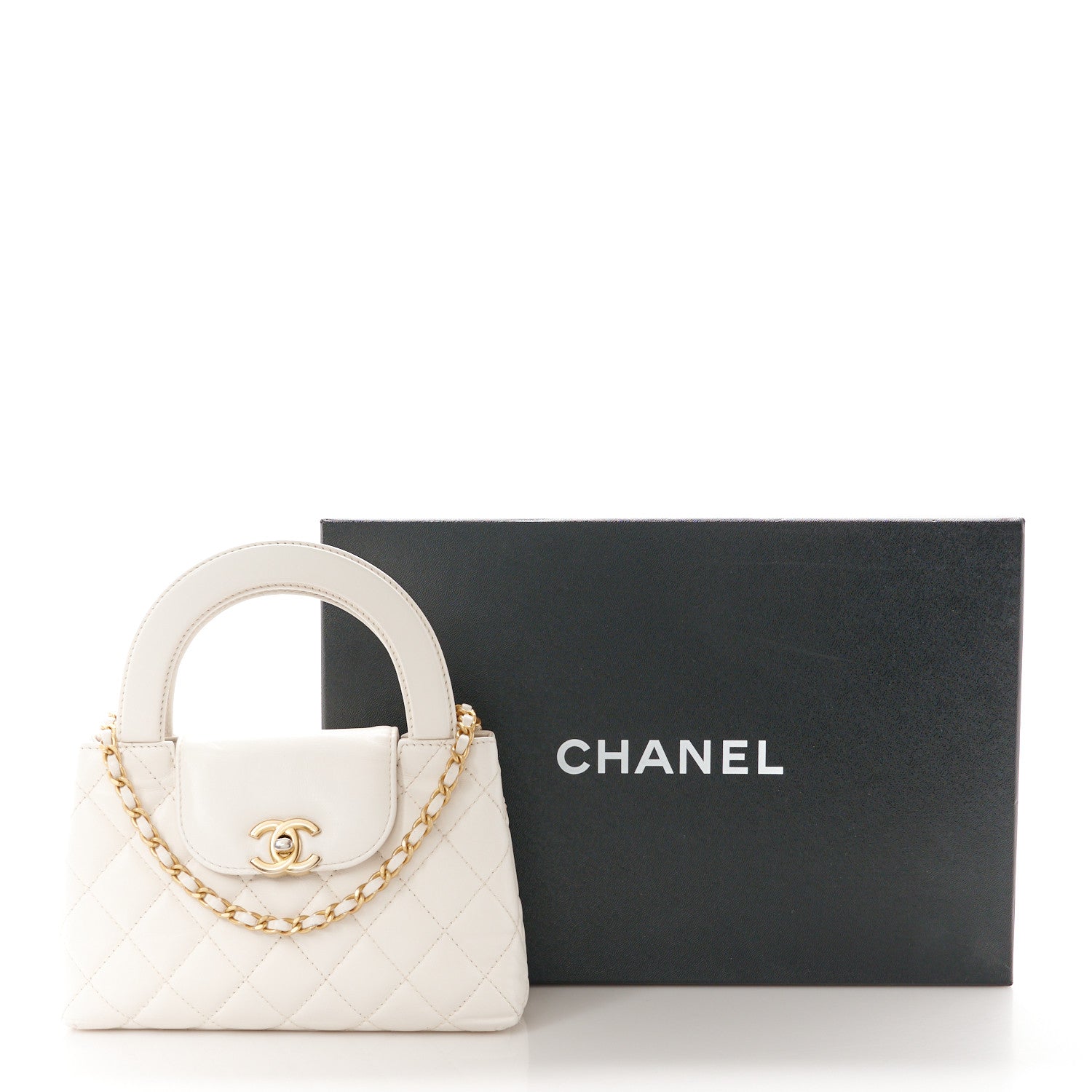 Chanel Shiny Aged Calfskin Quilted Nano Kelly Shopper White 11 of 11