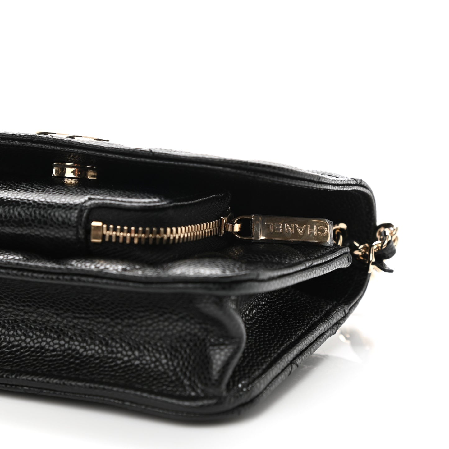 Caviar Quilted Business Affinity Clutch With Chain Black