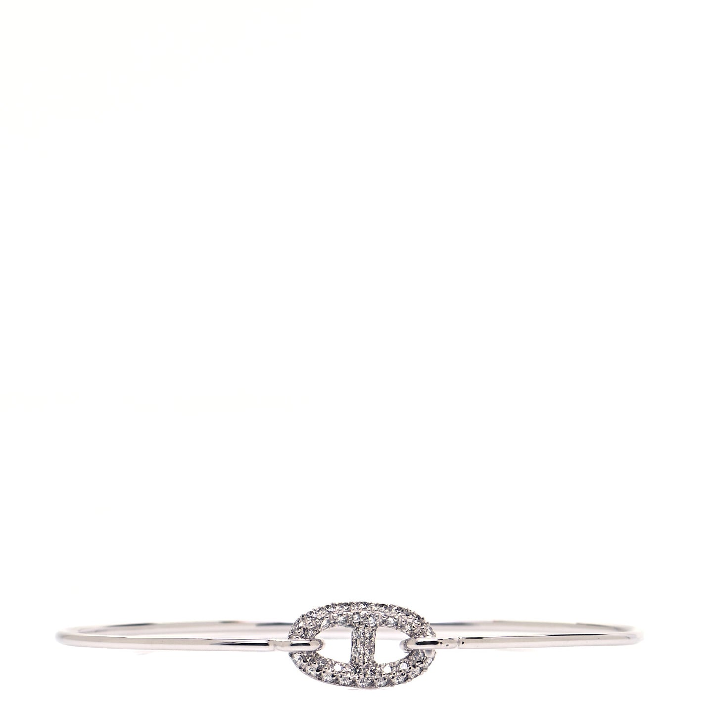 18K White Gold Diamond PM Ronde Chaine d'Ancre Bracelet SH