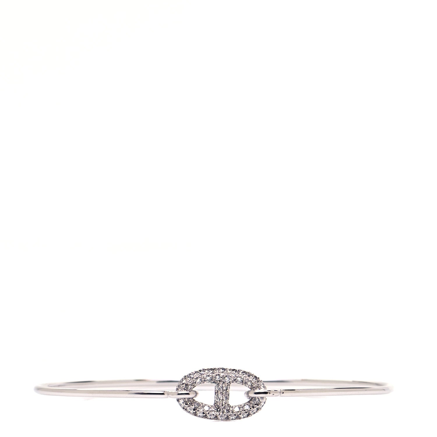 Hermes 18K White Gold Diamond PM Ronde Chaine d'Ancre Bracelet SH 1 of 5