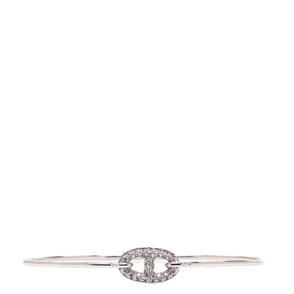 Hermes 18K White Gold Diamond PM Ronde Chaine d'Ancre Bracelet SH 1 of 5
