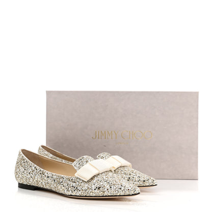 Jimmy Choo Glitter Fabric Gala Viola Flats 36 Moon Sand 8 of 8