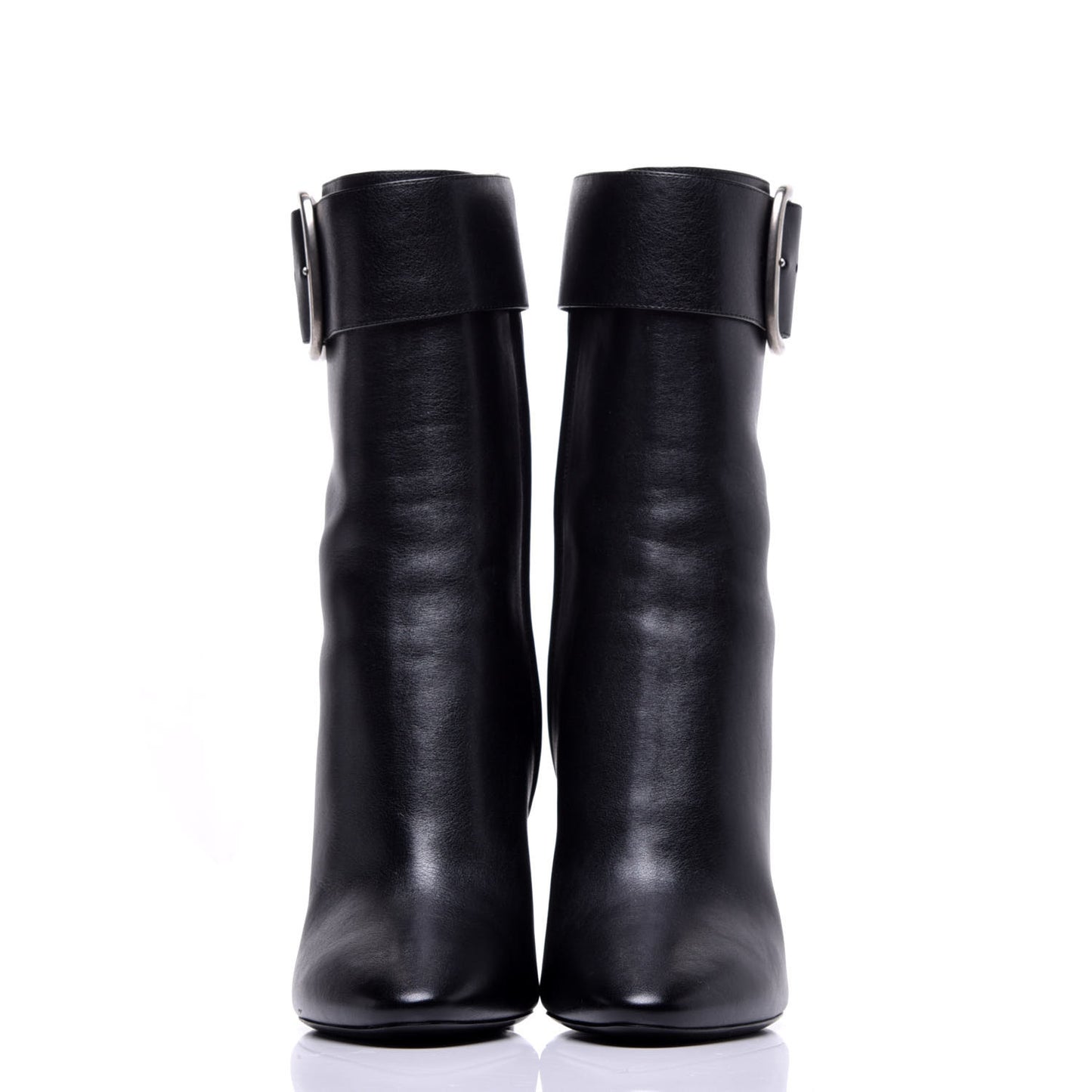 Calfskin Joplin Buckle Booties 40 Black