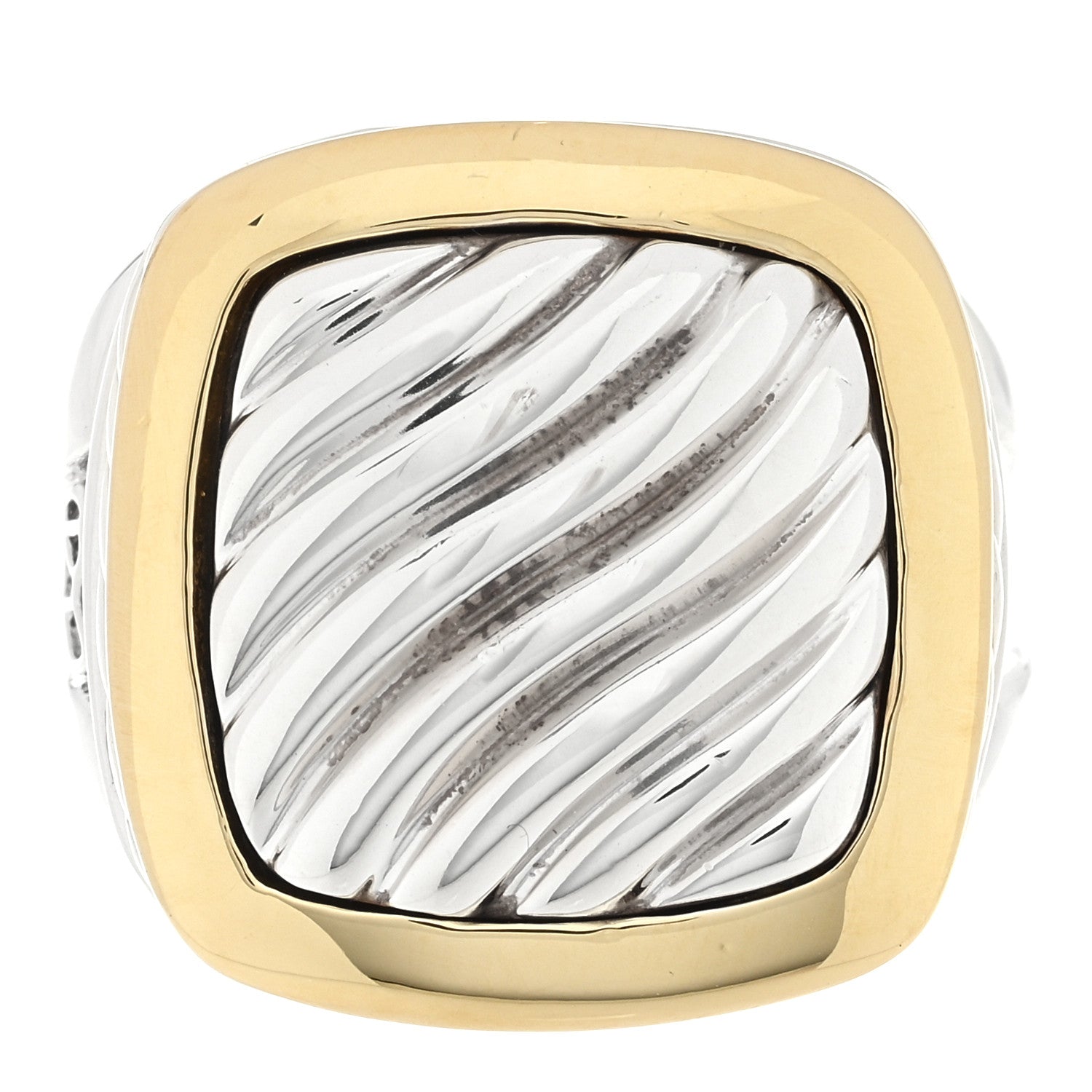 David Yurman Sterling Silver 18K Yellow Gold Albion Carved Cable Ring 52 6 1 of 4