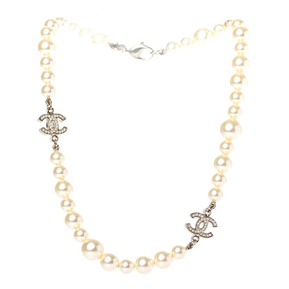 Chanel Crystal Pearl CC Short Necklace Gold 2 of 4