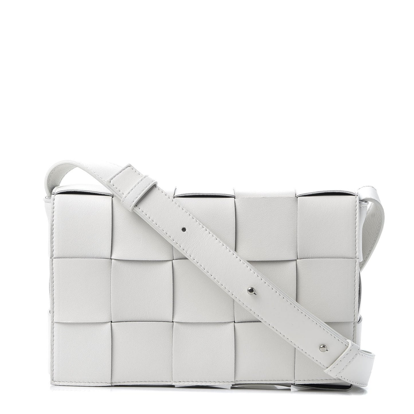 Lambskin Maxi Intrecciato Cassette Crossbody Bag White